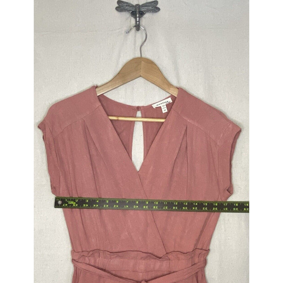 Monteau Linen Rayon Jumpsuit Women Medium Orange Cropped Minimalist Boho Beachy - Picture 3 of 8